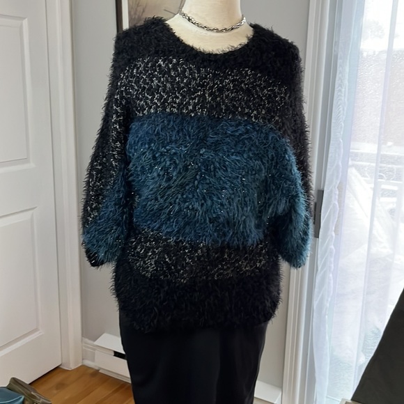 METALLIC  COLOUR BLOCK SHAGGY SWEATER BY PAQUITO - Picture 2 of 12
